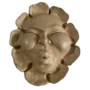 Vintage 90’s Dedo Smiling Petal Face Garden Plaque 7.5” Signed R. Vandamme